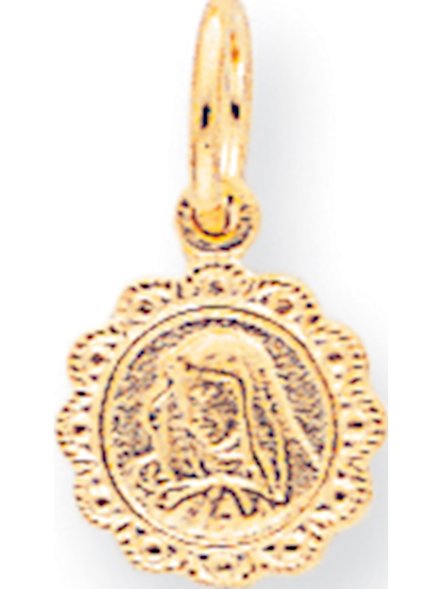 10k Yellow Gold Solid Satin Polished Our Lady of Sorrows Disc Pendant