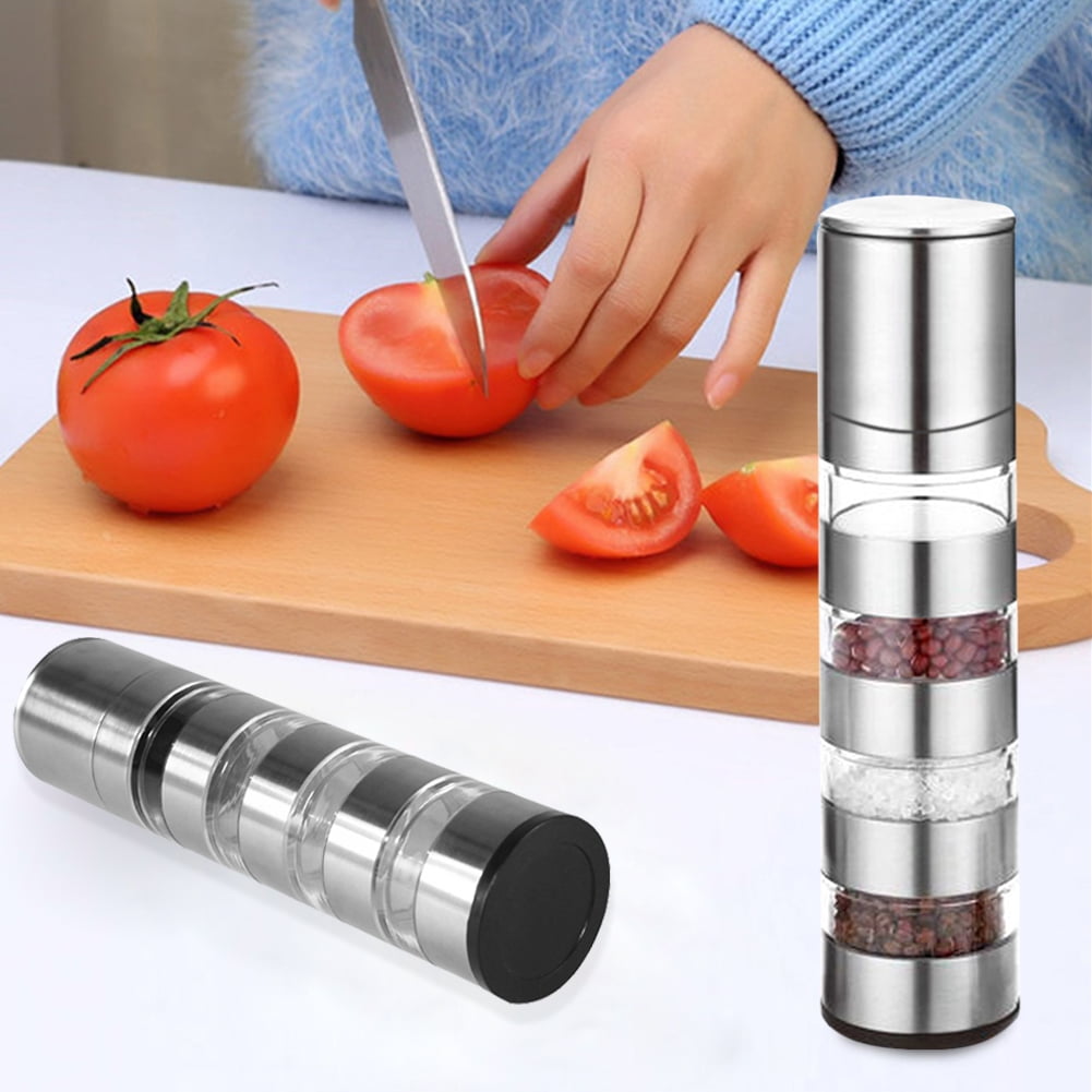 Pepper Mill Multilayer Manual Salt Pepper Grinder 4layer Stainless Steel Grinding Bottle