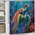 thumbnail image 6 of Orinice  Nautical Green Sea Turtles Beach Colorful Shower Curtain Coralline Fancy Ocean Theme Aesthetics Animal Bathroom Decor Set Machine Washable Waterproof Fabric 69x72, 6 of 7