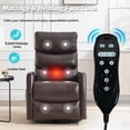 thumbnail image 5 of Leumius Swivel Recliner Chair,360° Glider Rocking Chair with Massage and Heating,PU Leather Small Manual Recliner for Nursery Home Theater,Brown PU, 5 of 7