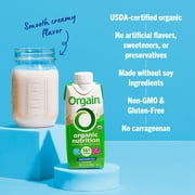 Orgain Organic Nutrition Shake, Grass Fed Protein, Vanilla Bean 11oz, 12ct
