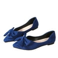 thumbnail image 6 of Womens Blue Feminine Bow Flats - Flock Fabric Comfort Shoes with Cushioned Insole, Shallow Mouth & Extended Sizes 35-44 for Daily Errands Office,Size 38, 6 of 9