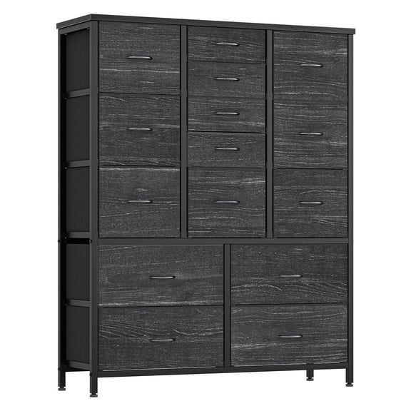 XgoodX Chest of 15 Drawers Dresser for Bedroom Wood Top Storage Organizer Cabinet -Grey