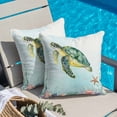 thumbnail image 4 of Sea Turtle Throw Pillow Cover Teal Green Starfish Shell Marine Life Cotton Linen Cushion Cover Throw Pillow Case with Invisible Zipper for Couch Sofa Bed Chair Car 18x18 Inch, 4 of 9