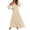 LightYellow, variant on Women's Boho Off Shoulder Long Sleeve Smocked Side Split Flowy A Line Maxi Dress S-XXL