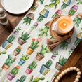 thumbnail image 3 of Tropical Cactus Table Runner 90 Inches, Spring Summer Potted Plants Wooden Bed Runner Dresser Scarves Tabletop for Indoor Outdoor Parties/Ceremony/Banquet, 13" x 90", 3 of 9
