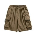 thumbnail image 2 of DDAPJ pyju Men's Cargo Sweat Shorts Elastic Waist Drawstring Casual Athletic Shorts Lightweight Outdoor Relaxed Fit Work Shorts with Multi Pockets Coffee 3XL, 2 of 7