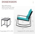 thumbnail image 5 of SUNCROWN Outdoor 3-Piece Rocking Bistro Set, Black Wicker Furniture-Two Chairs with Glass Coffee Table (Light Blue Cushion), 5 of 5