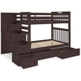 thumbnail image 3 of Bedz King Tall Stairway Bunk Beds Twin over Twin with 4 Drawers in the Steps and 2 Under Bed Drawers, Dark Cherry, 3 of 9