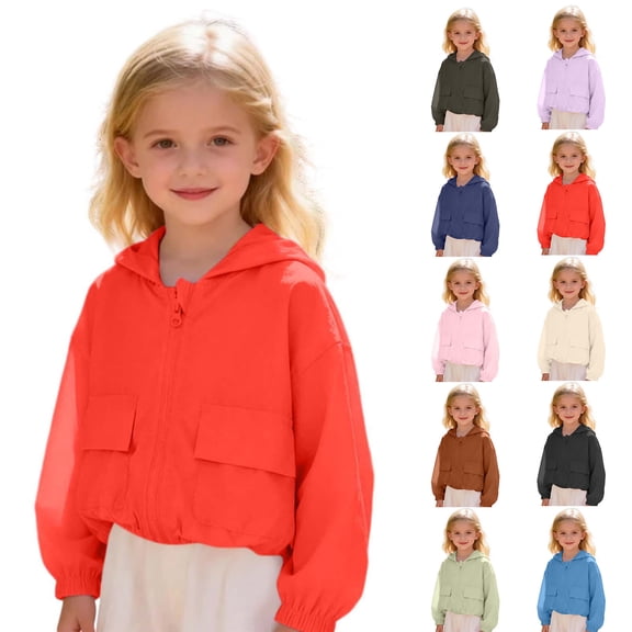 Liyamei Kids Lightweight Hooded Jacket with Zipper for Fall Windproof Outerwear Size 4-5 Years