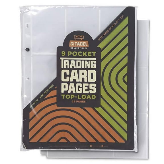 Brybelly  2.5 x 3.5 in. 9-Pocket Top-Load Trading Card Pages - 25 Pages