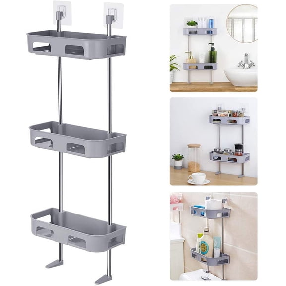 LIANTRAL Over the Toilet Storage 3-Tier Bathroom Space Saver Organizer, No Drilling Bathroom Shelf, Gray