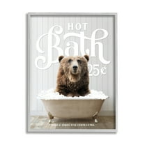 Stupell Industries Vintage Bathroom Bear Ad Animals & Insects Painting Gray Framed Art Print Wall Art, 11 x 14