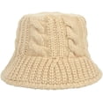 thumbnail image 2 of CoCopeaunts Womens Bucket Hat Solid Color Foldable Floppy Knit Bucket Cap Warm Wide Brim Cable Twist Pattern Fisherman Cap, 2 of 8