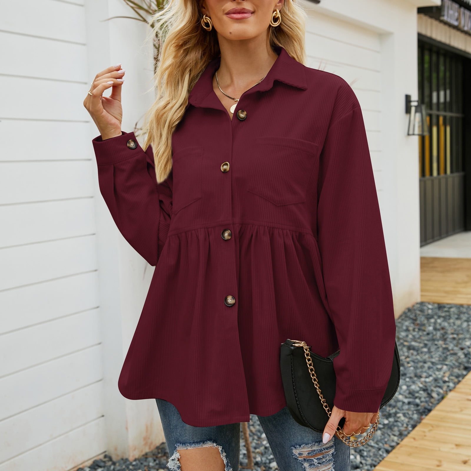 button peplum blouse
