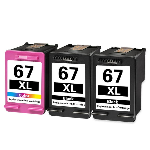 67XL Ink Cartridge (3 Pack, 2BK/1Tricolor) - Replacement for HP 67 Ink 67XL Compatible Ink Cartridge for Envy 6010e 6030e Envy Pro 6455 6458 Deskjet 1255 2722 DeskJet Plus 4122 4132 4155