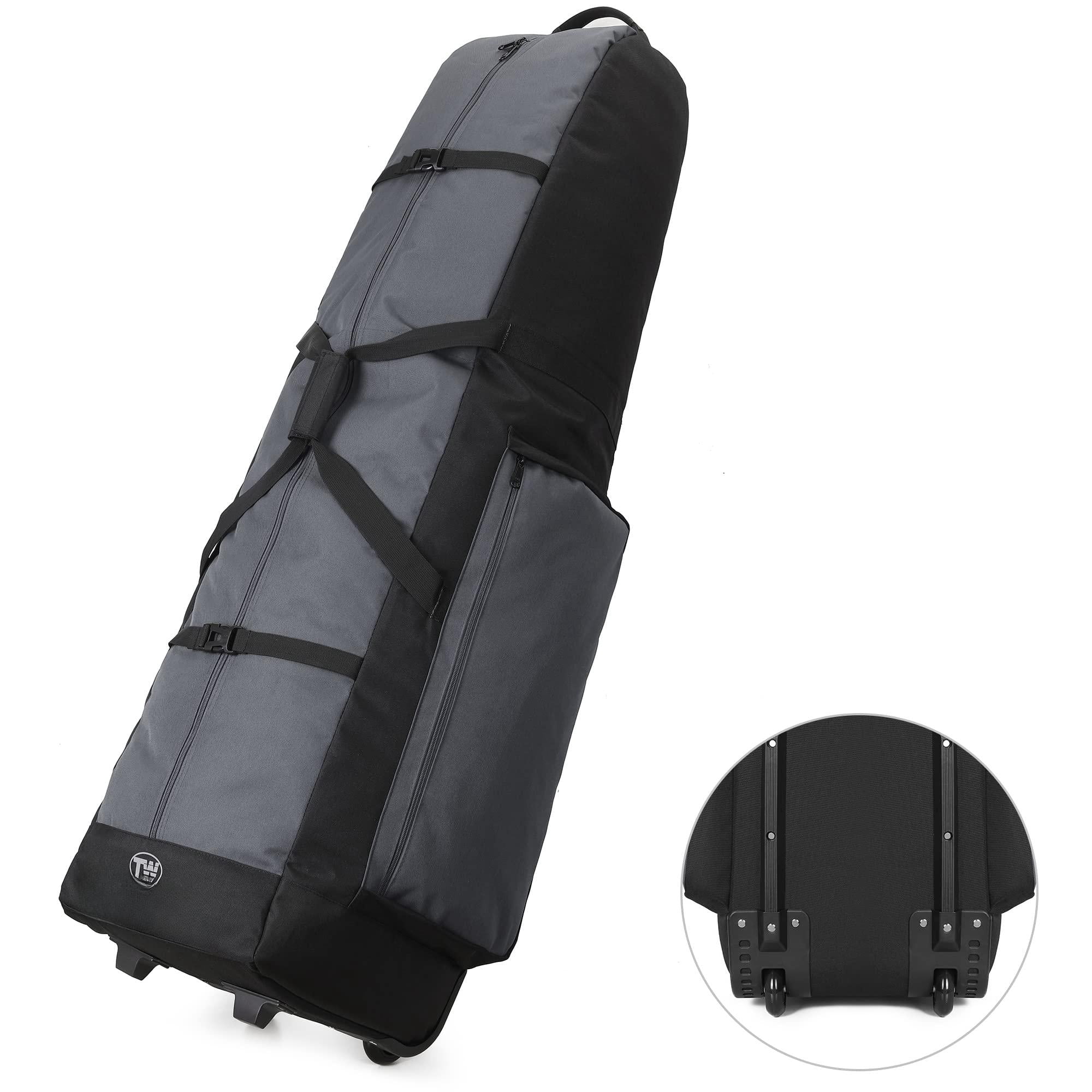 Foldable Padded Golf Travel Bag  Heavy Duty 900d Polyester Club Waterproof Carry Cart With Wheels Soft-sided Spacial Size For Gear Transportation