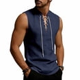 thumbnail image 5 of Guluxicc Men's Tank Tops Drawstring Tie Neck Solid Color Sleeveless Tops Summer Outdoor Casual Beach Shirts, 5 of 8