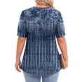 thumbnail image 4 of WellSize Plus Size Women Blouses Casual Button V Neck tunic tops Summer Short Sleeve Shirts, 4 of 7