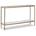 thumbnail image 4 of Signature Design by Ashley Ryandale Console Sofa Table, Antique Brass Finish with Glass Top & Marble Shelf, 4 of 6