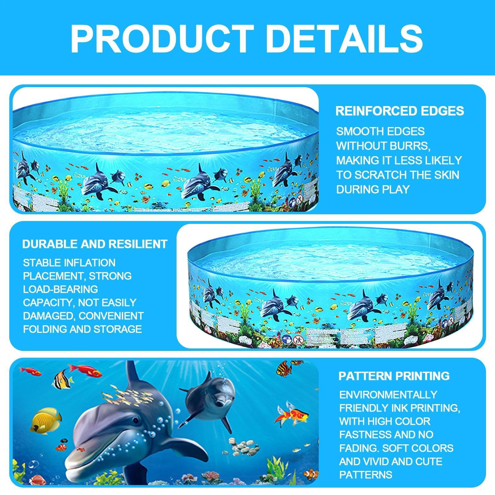 Foldable Dog Pool,Portable Swimming Pools for Kids,Non-Inflatable Bathing Tub,Thickened Outdoor Kiddie Pool,Non-Slip Kids Pool,Pets Wading Pool for Small Dogs,Cats