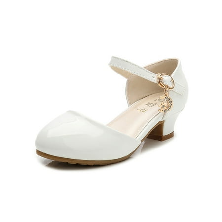 

Gomelly Girls Dress Shoes Heels Princess Shoes Mary Jane Shoes White 1Y