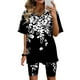 thumbnail image 2 of Blusas para Mujeres Casual Cuello en V Impresión de Manga Corta Blusa Y Pantalones Cortos Dos Piezas Pantalones Conjunto, 2 of 4