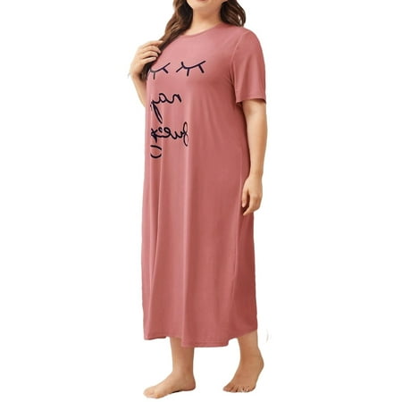 

Casual Letter Round Neck Sleepshirts Short Sleeve Redwood Plus Size Nightgowns & Sleepshirts (Women s)
