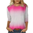 thumbnail image 2 of Idoravan Long Sleeve Shirts for Women Clearance Women's Fashion Printed T-shirt Mid-length 3/4 Sleeves Blouse Round Neck Casual Tops, 2 of 5