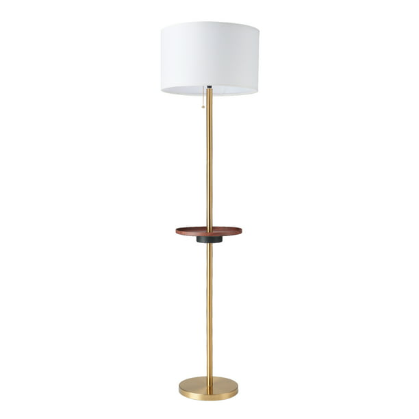 60 Brass Floor Lamp With Usb Port, Contemporary Floor Lamps With Attached Table