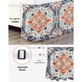 thumbnail image 3 of Boho Orange Blue Wrap Around Bed Skirts for Queen Bed 16" Drop,Bed Skirt with Adjustable Elastic Belt Dust Ruffle Bed Valance for Bedroom Hotel Ethnic Vintage Geometric Art Boho Bed Frame Cover, 3 of 7