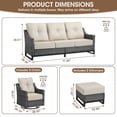 thumbnail image 2 of 5 Piece Patio Furniture Set, Outdoor Conversation Set with 3-Seat Sofa, 2 Swivel Glider Chairs & 2 Ottomans, PE Wicker Patio Set with 6 Inch Olefin Cushions for Porch, Deck, Backyard, Grey/Beige, 2 of 9