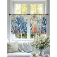 thumbnail image 6 of Sheer Curtains 45 Inches Long, Blue Coral Coastal Light Filtering Window Curtains for Living Room, Summer Beach Vintage Nautical Starfish Rod Pocket Voile Sheer Curtain Drapes, 52"W x 45"L, 2 Panels, 6 of 8
