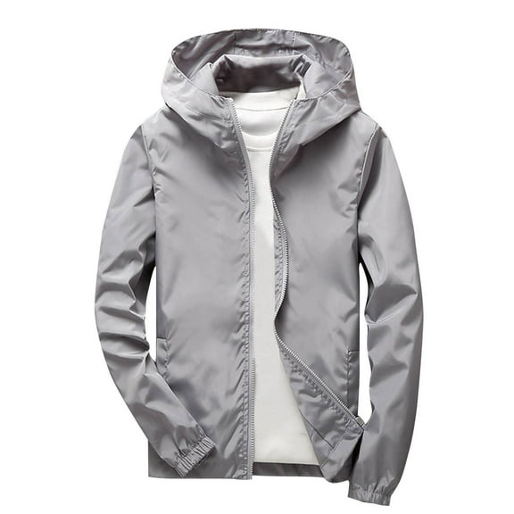 Jtjvou Boys and Girls Windbreaker with Hood Rain Coat for Kids Softshell for Hiking and Travel Plus Size Summer Fall Raincoat Waterproof Active Outdoor Rain Jacket Lightweight Zip up Gray 7-8Years