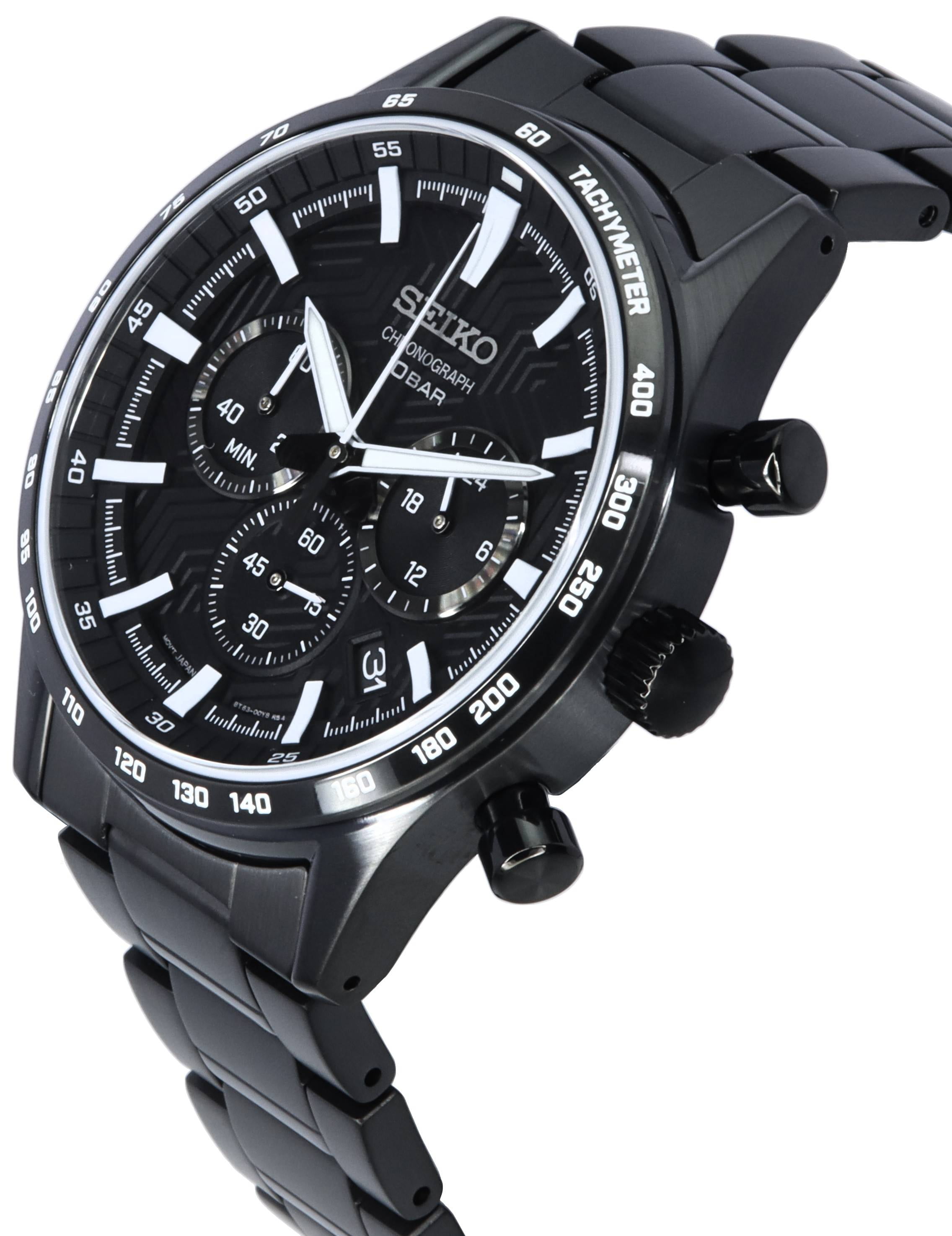 Seiko chronograph black dial men's watch new arrivals