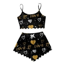 lightweight summer split short pajama sets for women breathable sleepwear Women's Heart Print Casual Pajama Shorts Set