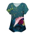 thumbnail image 4 of Fiudx Ofertas Flash Del Día Solo En Línea Top Informal de Primavera y Verano de Manga Corta con Cuello En V para Mujer, 4 of 4