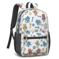 thumbnail image 2 of Robot and Wrenches White Pattern 17" Waterproof Oxford School Backpacks for Teens, S-Shape Padded Straps, for School, Travel, Hiking, Camping, 2 of 5