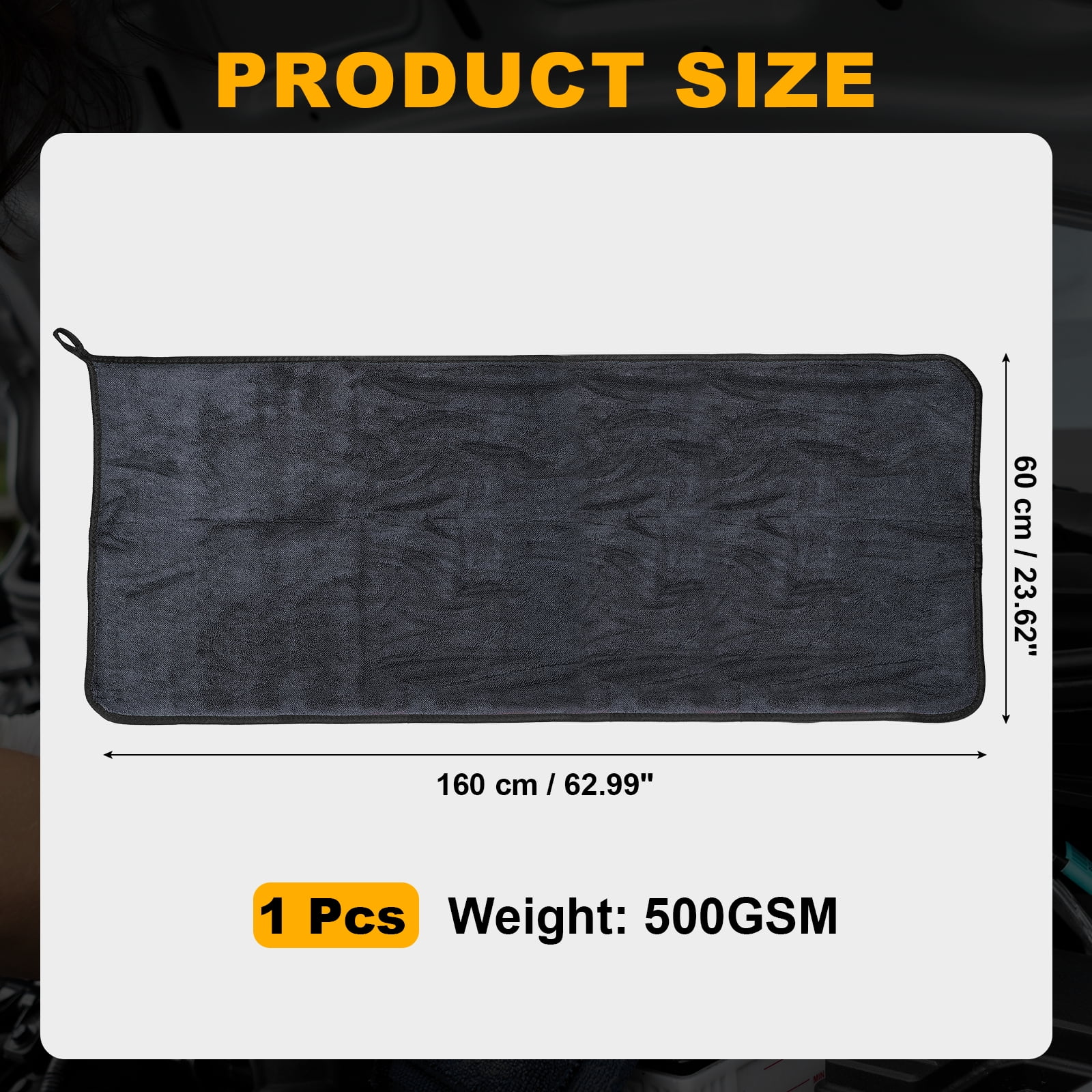 Uxcell Car Microfiber Towels 23.62 x 62.99 Inch Ultra Absorbent Microfiber Towel Care Polishing Detailing Waxing Cloths Single Layer for Car Kitchen Window, Grey/Black(500GSM)