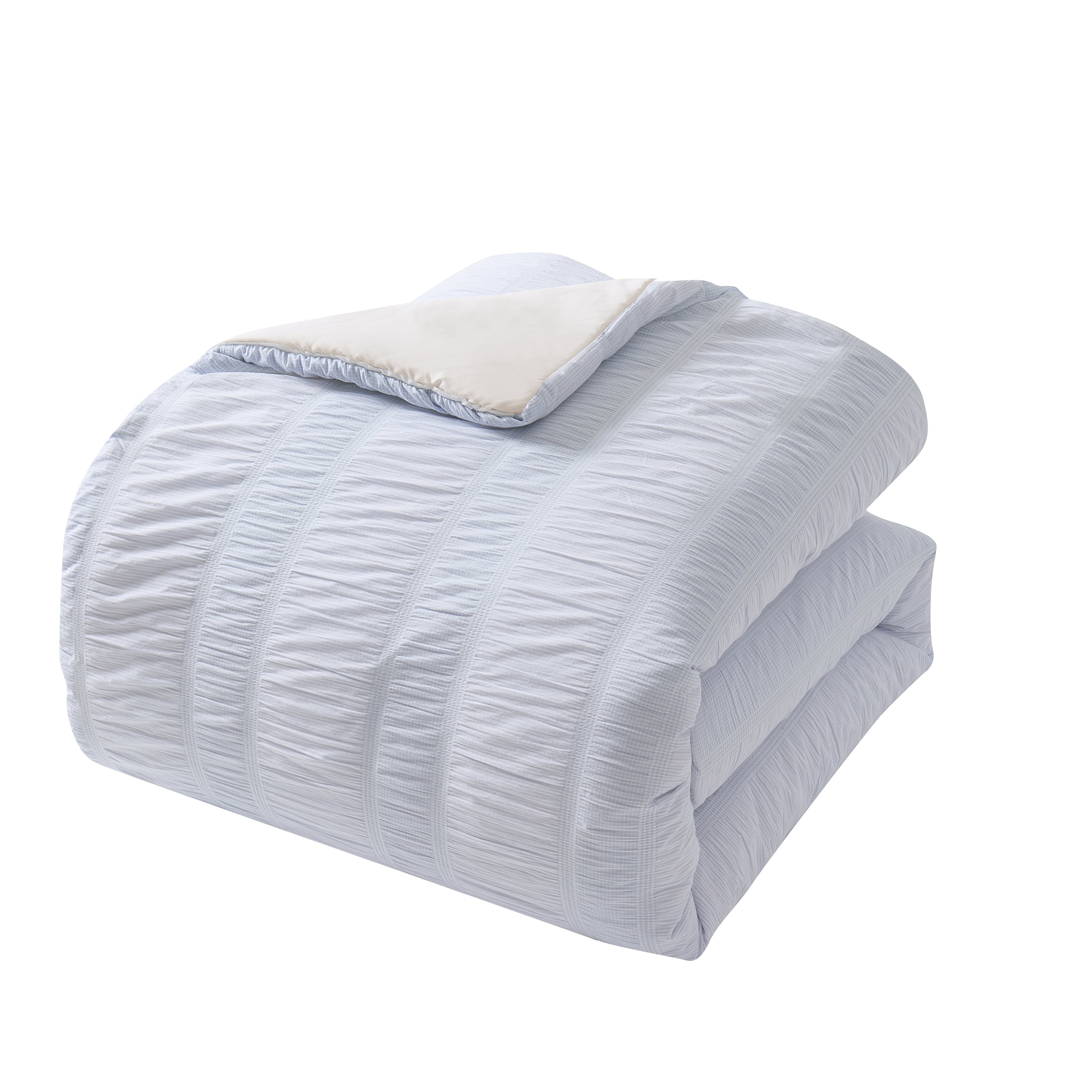 My Texas House Ruched Gingham 3-Piece Blue Adult Comforter Set, King