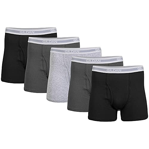 Gildan Men's Short Leg Boxer Briefs, Multipack, Black/Charcoal/Sport
