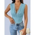 thumbnail image 4 of Women'S See Through Lace Bodysuits Sleeveless Deep V Neck Body Suits Light Blue XL, 4 of 7