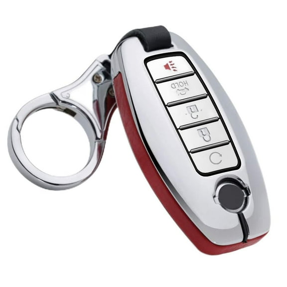 Key Fob Case Fit for Nissan Rogue Armada Murano Remote Cover Leather Key Shell Metal Protection Fit for Infiniti JX35 Q50 Q60 QX56