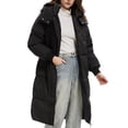 thumbnail image 2 of Long Puffer Jacket for Women, Thickened Winter Coat Hooded with Deep Pockets, Ladies Warm Winter Jacket Classic Black XL, 2 of 8