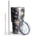 thumbnail image 2 of 30oz Pioneer Flower Floral Print Pattern Tumbler, Double Wall Vacuum Insulated Cup, BPA-Free Leak Proof Lid & Reusable Straws, Hot 12h, Cold 34h, 2 of 6