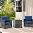 thumbnail image 4 of Costway 5 Piece Patio Rattan Furniture with 2 Ottomans & Tempered Glass Coffee Table Navy, 4 of 10