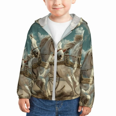 

Gaeub Roman Chariot Horse Race Print Athletic Sun Protection Hoodie for Kids Long Sleeve Outdoor UV Shirt Running Fishing Top for Boys Girls-18 Months