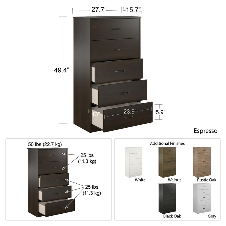 Mainstays classic 5 drawer cheap dresser