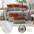 thumbnail image 5 of Pack of 2 Brown Striped Outdoor Pillow Covers Decorative, Waterproof Pillow Protector, Farmhouse Stripes Modern Abstract Art Throw Pillowcases Accent Cushion Cases for Patio Couch Sofa 20"x20", 5 of 8