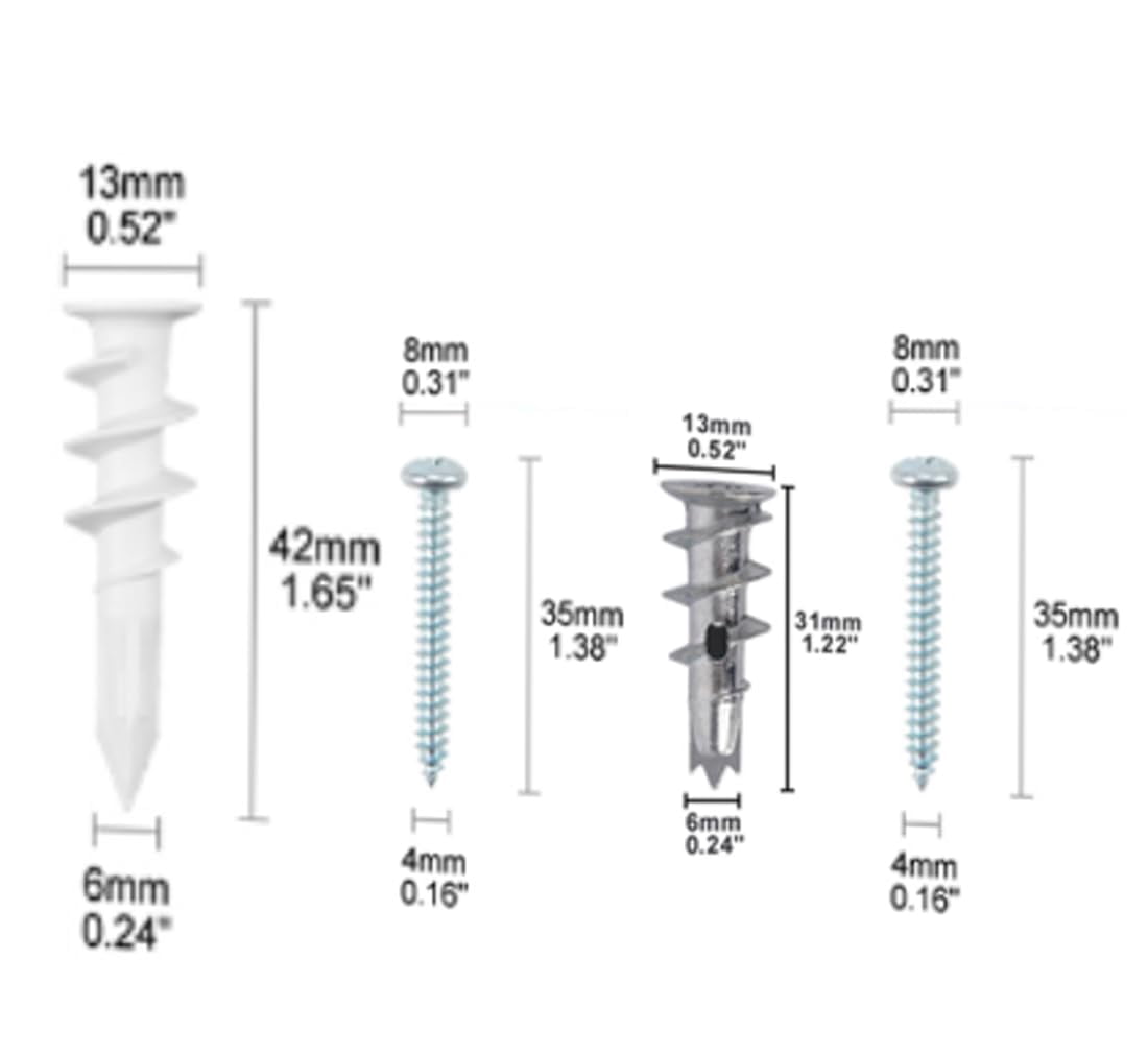 #8 Self Drilling Drywall Anchors Screw Kit – 30 Sets Dry Wall Anchors and Screw for Drywall with 30 Long Self-Tapping Zinc Sheetrock Anchor 30#8 x 1-1/4'' 304 Screws 75LB Hanging (30 L Zinc)
